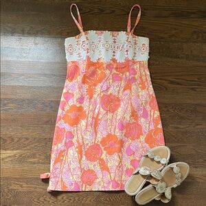 Lilly Pulitzer Orange and Pink Floral Dress